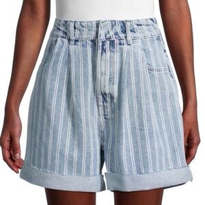 Free People We The Free Downtown High-Rise Striped Denim Cut-Off Shorts Size 27